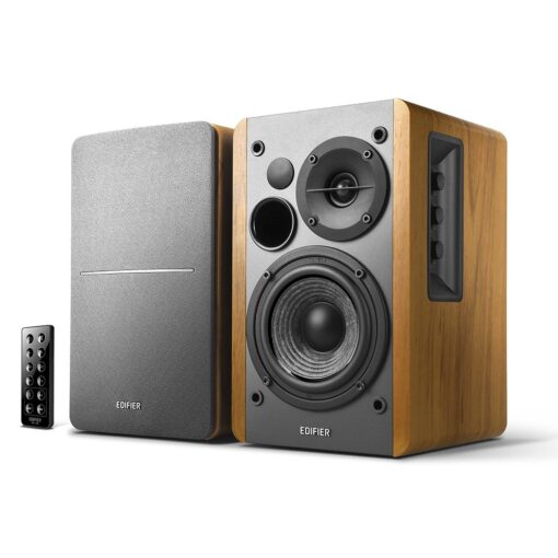 Edifier R1280DB Powered Bluetooth Bookshelf Speakers - Optical Input - Wireless Studio Monitors - 4 Inch Near Field Speaker - 42w RMS - Wood Grain - Image 5