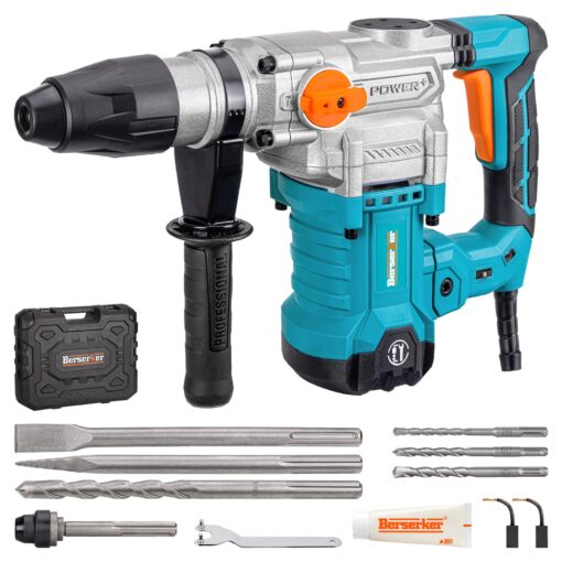 Berserker 1-9/16" SDS-Max Heavy Duty Rotary Hammer Drill with Vibration Control,Safety Clutch,13 Amp 3 Functions Demolition Rotomartillo for Concrete-Including 4 Drill Bits,2 Chisels,Carrying Case