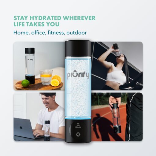 Hydrogen Water Bottle Generator - Up to 4100+ PPB Concentration - SPE/PEM Technology - Certified H2 Generator - Portable Athletic Performance & Hydration System - 6-Hour Hydrogen Retention (Black) - Image 4