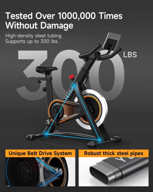 Exercise Bike,Yesoul Stationary Bikes for Home with 2 Resistance Bands, Exclusive App, Low Noise Indoor Cycling Bike with 300lbs Weight Capacity,Comfortable Seat Cushion and Upgraded LED Monitor,Rich Fitness Courses for Home Gym Cardio Workout Training - Image 4