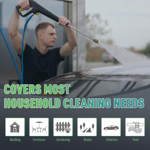 Electric Pressure Washer 5000PSI-Max 3.6GPM Power Washer Touch Screen Adjustable Pressure,4 Nozzles and 500ml Foam Cannon Power Washer Cleaning for Patio Yellow - Image 2