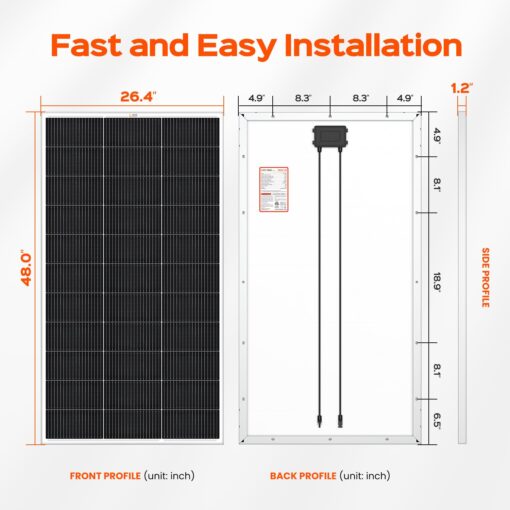 RICH SOLAR 300 Watt 12 Volt 18BB Cell Monocrystalline Solar Panel 2 Pack of 150W High Efficiency Solar Module Charge Battery for RV Marine Boat Off Grid (150W 2-Pack) - Image 7