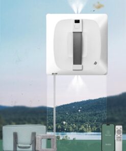 Yoolax Window Cleaning Robot 2.0, Intelligent Robot Window Cleaner with Dual Cross Water Spray Technology, Ungraded 6 Cleaning Paths, Edge Detection System, App & Remote Control, White
