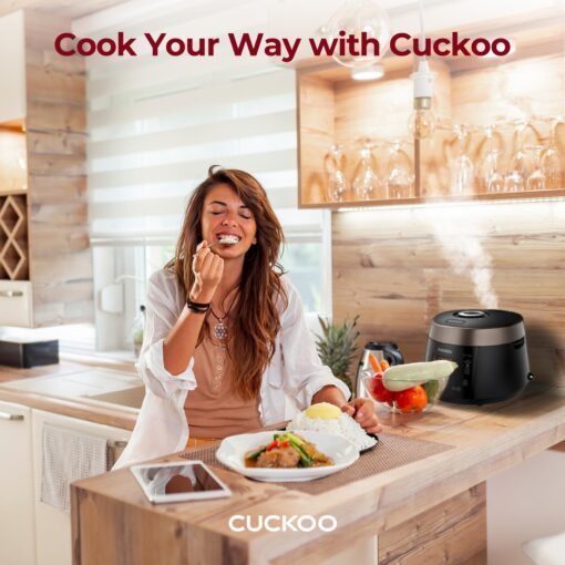 CUCKOO CRP-P1009SB 10-Cup (Uncooked) / 20-Cup (Cooked) Heating Pressure Rice Cooker & Warmer with Nonstick Inner Pot, 13 Menu Modes, Fuzzy Logic Tech, 3 Voice Guide, Auto Clean (Black) - Image 3
