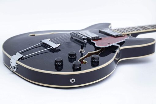 GROTE Jazz Electric Guitar Semi-Hollow Body Trapeze Tailpiece Bridge Guitar Gig Bag (Black) - Image 2
