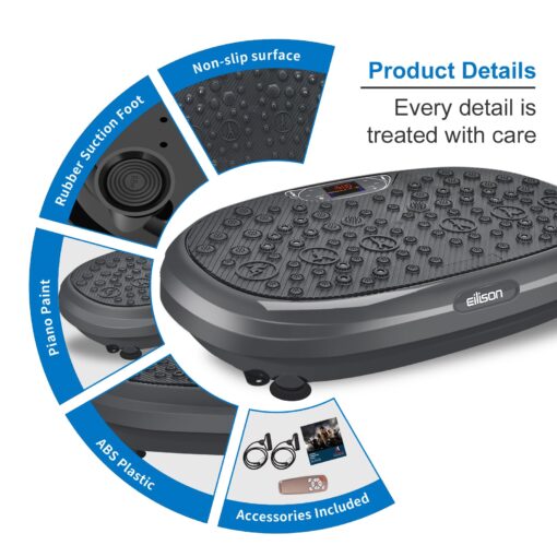 EILISON FitMax 3D XL Vibration Plate Exercise Machine - Whole Body Workout Vibration Fitness Platform w/Loop Bands-Home Workout for Lymphatic Drainage Machine for Weight Loss,Shaping,Wellness,Recovery - Image 6