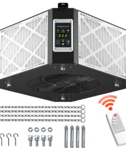 ABESTORM Air Filtration System Woodworking Built-in Ionizer, 1350CFM Hanging Air Filter with Strong Vortex Fan, 360 Degree Intake, Shop Dust Collector for Woodworking, Garage WorkShop, DecDust 1350IG