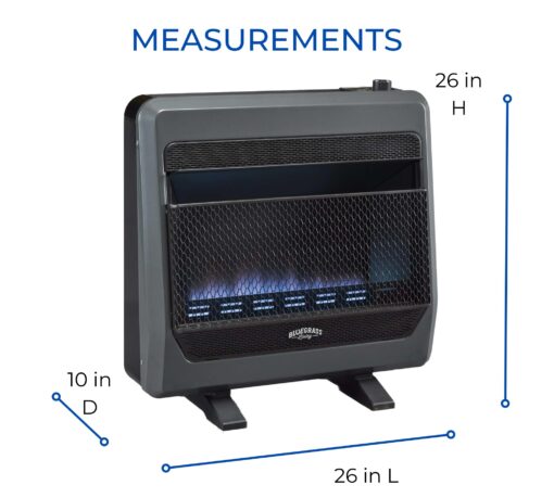 Bluegrass Living B30TPB-BB Ventless Propane Gas Blue Flame Space Heater with Thermostat Control, 30000 BTU, Heats Up to 1400 Sq. Ft., Includes Wall Mount, Base Feet, and Blower, Black - Image 5
