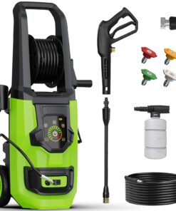 DECOKTOOL Electric Pressure Washer - 5000 PSI 3.0 GPM Power Washer with Touch Screen Adjustable Pressure, 35FT Power Cord and 4 Different Nozzles, Foam Cannon for Car, Garden, Yard, Green