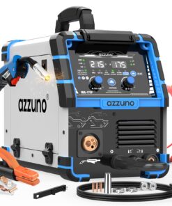 AZZUNO Single PULSE Aluminum MIG Welder Machine 175Amp, 110V 220V 5-in-1 Multiprocess Welding Machine with PULSE Aluminum MIG/Flux MIG/Gas MIG/Stick/Lift TIG Welding, Wire Feed Welder