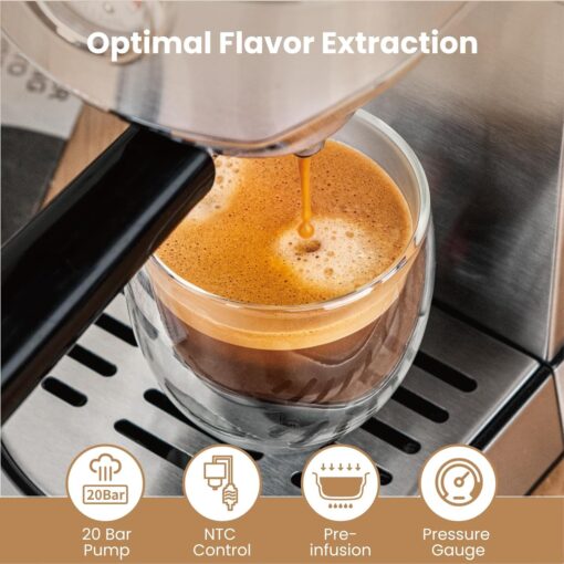Gevi Commercial Espresso and Coffee Makers with Portafilter for Nespresso Original Capsules and Coffee Powder, Professional Espresso Maker with Milk Frother for Cappuccino, Latte - Image 8