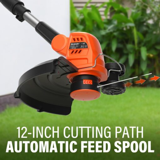 MAXLANDER 20V 12'' Cordless Weed Wacker/Edger and Leaf Blower Combo Kit. 8 Pcs Replacement Spools, 2 x 2.0Ah Batteries & Charger Included - Image 6