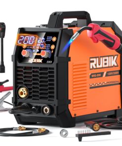 RUBIK MIG Welder 200A Welding Machine – 5 in 1 Flux Core Welder 110V/220V Dual Voltage with Advanced IGBT Inverter for MIG GAS GASLESS STICK TIG Welder