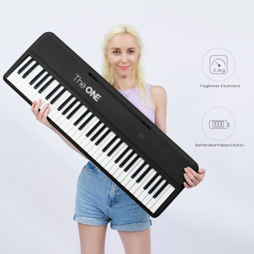 The ONE Smart Keyboard COLOR 61 Lighted Keys Piano Keyboard, Electric Piano for Beginners with 256 Tones, 64 Polyphony, Built-in LED Lights and Free Apps (Black) - Image 6