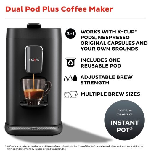 Instant Pot Pod, 3-in-1 Espresso, K-Cup Pod and Ground Coffee Maker, From the Makers of Instant Pot with Reusable Coffee Pod for Ground Coffee, 2 to 12oz. Brew Sizes, 68oz Reservoir - Image 10