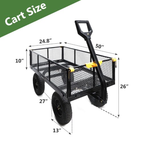 Olympia Tools Steel Garden Cart 1,000lbs 6-cu ft Utility Cart, Heavy Duty Wagon, with Removable Mesh Sides to Convert into Flatbed, Lawn and Utility Wagons Cart - Image 9