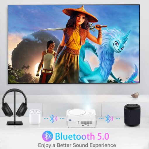 Full HD WiFi Bluetooth Projector Built in DVD Player, 12000LM 1080P Supported, Portable Mini DVD Projector for Outdoor Movies, 250" Home Theater, Compatible with iOS/Android/TV Stick/PS4/HDMI/USB/TF - Image 5