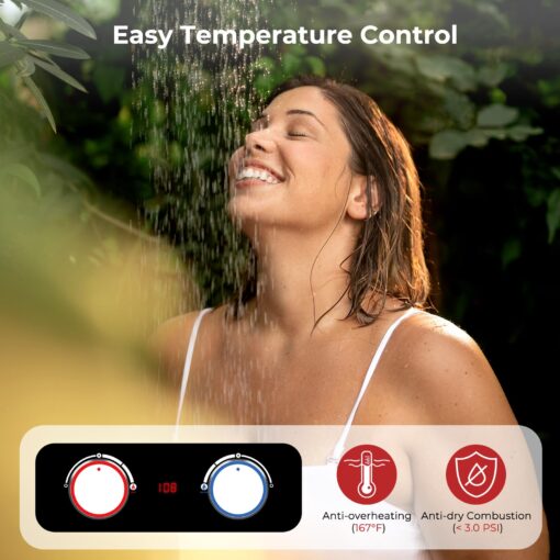 CAMPLUX 1.58 GPM Portable Tankless Water Heater with Water Pump Kit, Propane Water Heater Outdoor with 1.2 GPM Pump, 41,000 BTU, BD158P43 - Image 4