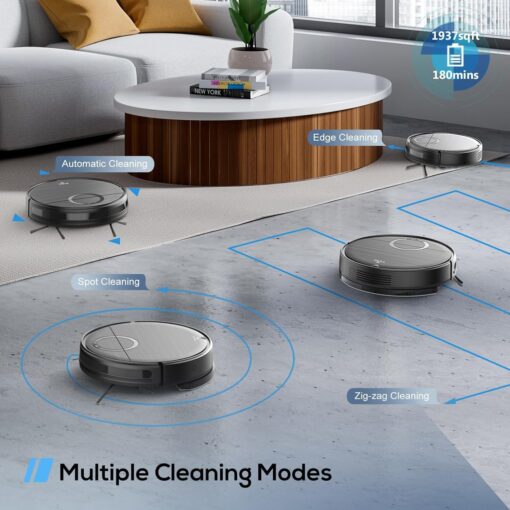 Robot Vacuum and Mop Combo, 2 in 1 Mopping Robot Vacuum Cleaner with Schedule, Wi-Fi/App/Remote, 2000Pa Max Suction, Self-Charging Robotic Vacuum, Slim, Ideal for Hard Floor, Pet Hair, Low-Pile Carpet - Image 5