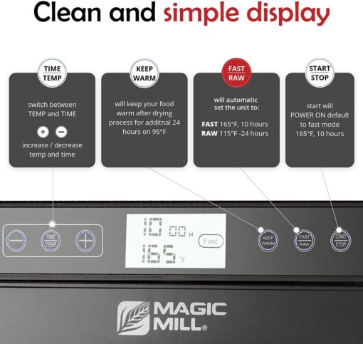 Magic Mill Food Dehydrator Machine (10 Stainless Steel Trays) Digital Adjustable Timer | Temperature Control | Keep Warm Function | Dryer for Jerky, Herb, Meat, Beef, Fruit and To Dry Vegetables - Image 4