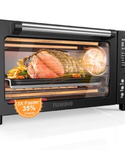 Nuwave Bravo Pro Smart Air Fryer Toaster Oven Combo, Airfryer Convection Oven Countertop, 12-in-1 Functions with Quicker & Even Crisp Technology, 1800W, 50-450°F, PFAS-Free, 21QT, Black