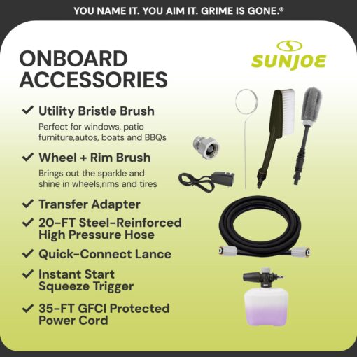 Sun Joe Electric Pressure Power Washer, 2200 PSI (PWMA Certified), 1.1 GPM, Dual Soap Tanks, SPX3000 (35-FT GFCI Water-Safe, Power Cord) - Image 6