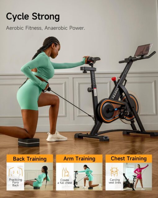 Exercise Bike,Yesoul Stationary Bikes for Home with 2 Resistance Bands, Exclusive App, Low Noise Indoor Cycling Bike with 300lbs Weight Capacity,Comfortable Seat Cushion and Upgraded LED Monitor,Rich Fitness Courses for Home Gym Cardio Workout Training - Image 6