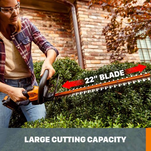 Worx WG779 40V Power Share 14" Cordless Lawn Mower + WORX WG261.9 20V Power Share 22" Cordless Hedge Trimmer - Image 2