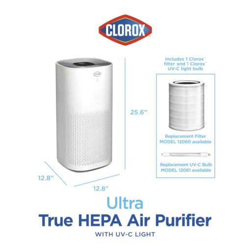 Clorox Air Purifiers for Home, True HEPA Filter, XL Rooms up to 2,220 sq ft, Removes 99.9% of Mold, Viruses, Wildfire Smoke, Allergens, Pet Allergies, Dust, AUTO Mode, UV-C Lightbulb, Whisper Quiet - Image 2