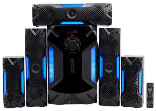 Rockville HTS56 1000W 5.1 Channel Home Theater System with 8" Subwoofer, Bluetooth, USB, Includes Remote, LED Light Effects - Perfect for Movies, Music, Karaoke - Image 10