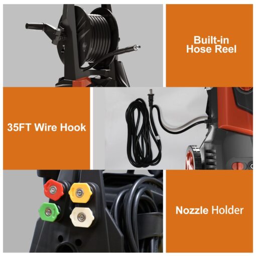 Electric Pressure Washer 5000PSIMax 3.5GPM Pressure Washer with 20 Ft Hose 16.3 Ft Power Cord, Making It Perfect for Cleaning Cars, Pool, Patio - Image 4