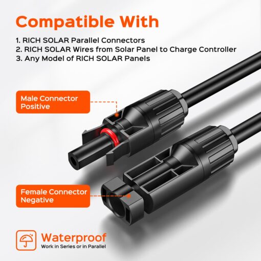 RICH SOLAR 200 Watt 12 Volt Monocrystalline Solar Panel 2 Pack of 9BB Cell 100W High Efficiency Solar Module Charge Battery for RV Trailer Camper Marine Off Grid All Black - Image 3