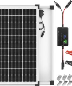 Voltset Solar Panel Charger Kit: 100W 12V Solar Panel with 20A Solar Charge Controller, Monocrystalline Solar Panel for RV Battery Car Trailer Marine Boat Caravan and Other Off Grid System