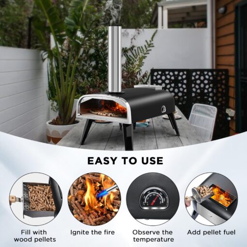 aidpiza Pizza Oven Outdoor 12" Wood Fired Pizza Ovens Pellet Pizza Stove for outside, Portable Stainless Steel Pizza Oven for Backyard Pizza Oven - Image 4