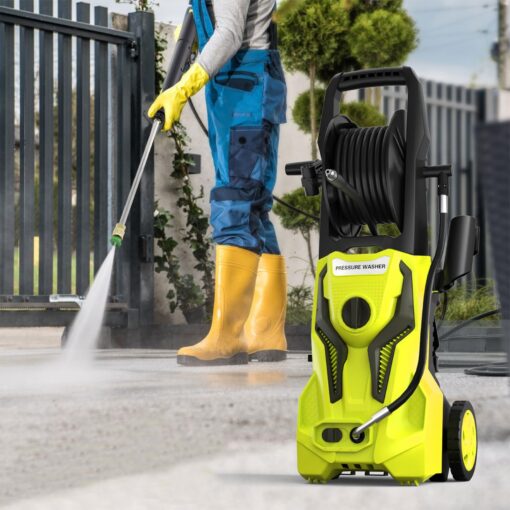 Electric Pressure Washer - 4800PSImax 3.2GPM Power Washer Electric Powered with 25 FT Hose Reel 4 Interchangeable Nozzle & Foam Cannon, for Cars, Patios, and Floor Cleaning, Yellow - Image 6