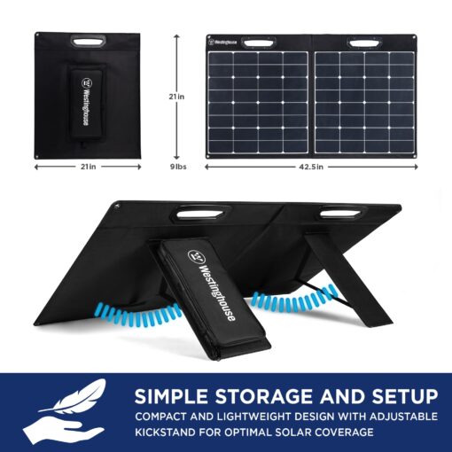 Westinghouse Portable 100W Solar Panel for Portable Power Stations, iPhone, iPad, Tablets, Laptop, with QC 3.0 USB and USB-C ports, DC Output, for Outdoors, Camping, RVs, and Travel - Image 8