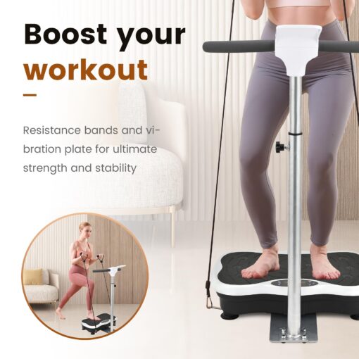 EILISON FIRMHOLD Handle Vibration Plate Exercise Machine for Lymphatic Drainage- Full Body Workout Vibration Platform for Weight Loss, 350lbs Vibration Plate for Beginners & Recovery (Handle Silver) - Image 4
