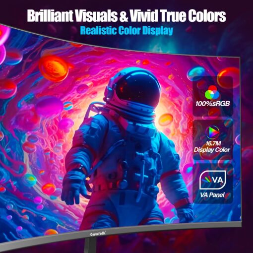 Gawfolk 27 inch Curved Gaming Monitor,144Hz/180Hz PC Monitor Full HD 1080P, Frameless 1800R Computer Display with FreeSync & Eye-Care Technology, Wall Mountable, DP, HDMI Port (Black) - Image 13