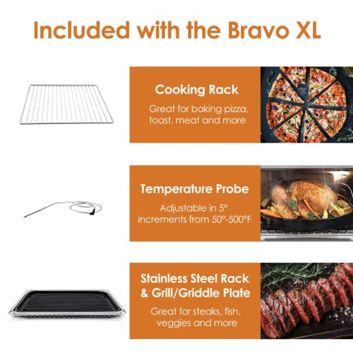 Nuwave Bravo XL Air Fryer Toaster Smart Oven, 12-in-1 Countertop Grill/Griddle Combo, 30-Qt XL Capacity, 50F-500F adjustable in precise 5F increments, Integrated Smart Thermometer, Linear T Technology - Image 4