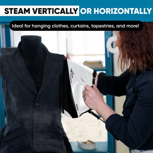 EuroSteam Iron Steamer for Clothes – Anti-Drip, Scratch Resistant Professional Iron – Horizontal/Vertical Steam Cleaner - Image 3