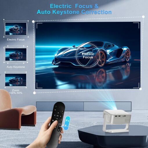 Smart Projector with Built in Apps - Electric Focus, Auto Keystone, Salange Android Projector 4k Wifi Bluetooth, 360° Ajustable Mini Protable Outdoor Movie Projectors, Compatible w iPhone, TV Stick - Image 6