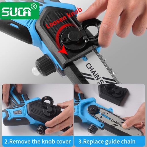 SUCA Electric Pruning Shears Pruning Shears Pruning Shears Tree Pruner Branch Cutter Pruners for Gardening with 2pcs 2Ah Lithium Battery 4-7 Working Hours Tree Branch Pruner (blue28mm+chainsaw) - Image 5