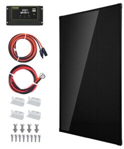 Topsolar Solar Panel Kit 170 Watt 12 Volt Monocrystalline Off Grid System for Homes RV Boat + 30A 12V/24V Solar Charge Controller + Solar Cables + Z-Brackets for Mounting