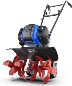 WILD BADGER POWER Garden Tiller 53cc Mini Cultivator 15 inch Powerful Liftable Booster Rod Tilling Tool for Lawn, Garden and Field Soil Cultivation