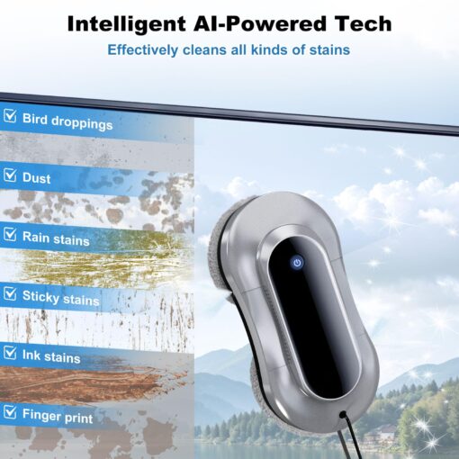 eTRY Smart Robot Window Cleaner, Auto Water Spray & AI Path Planning,Edge Detection & Remote Control, Window Cleaning Robot for Highrise Windows Glass Doors - Image 8