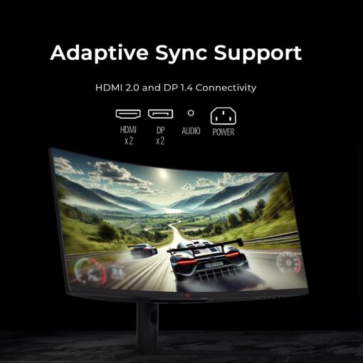 Deco Gear 34" 3440x1440 21:9 Ultrawide Curved Monitor, 180Hz, HDR10, 4000:1 Contrast Ratio, 99% sRGB, 16.7 Million Colors, Adaptive Sync, Blue Light Reduction - Image 6