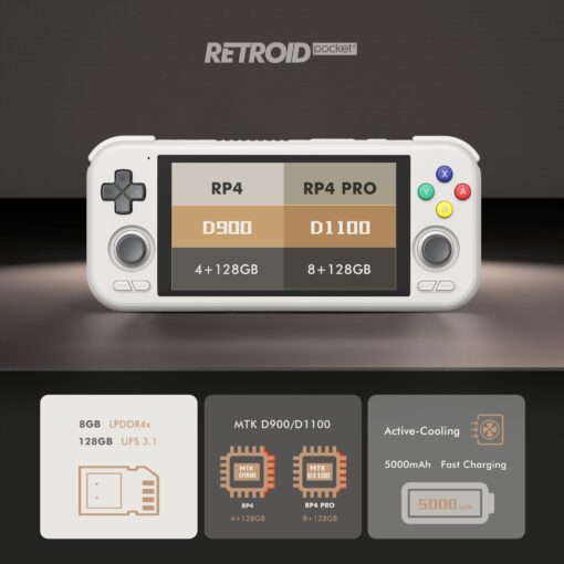 Retroid Pocket 4/4Pro Retro Game Handheld Console, Android Retro Game Console Multiple Emulators Console Handheld 4.7 Inch Display 5000mAh Battery Classic Games Console (RP4 Pro, 16Bit US, D1100) - Image 9