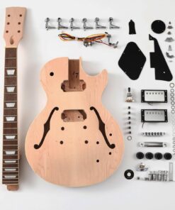 Batking DIY Guitar Kits Build Your Own Unfinished Semi Hollow Electric Guitars Project Package with All Accessories