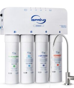 iSpring RO5004F Reverse Osmosis Water Filter with UV, 500 GPD RO System Under Sink, 2:1 Pure to Drain, Tankless RO Water Filtration System with Boost Pump, Filter Life Monitor, Reduces PFAS, TDS, Lead
