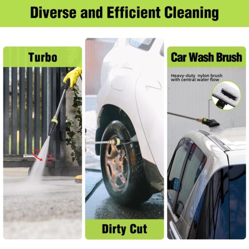 CHOGER Electric Pressure Washer, 4500PSI 2.7GPM Electric Power Washer with Foam Cannon, 4 Nozzles, 35FT Power Cord, 25FT Hose, Turbo, Dirty Cut, Brush, Pressure Washer for Cars - Image 3
